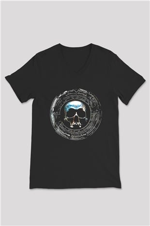 Dimmu Borgir Baskılı Unisex Siyah V Yaka Tişört - Tshirt