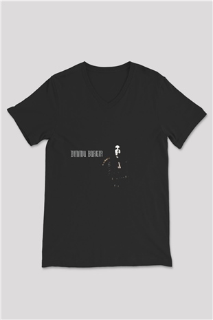 Dimmu Borgir Baskılı Unisex Siyah V Yaka Tişört - Tshirt