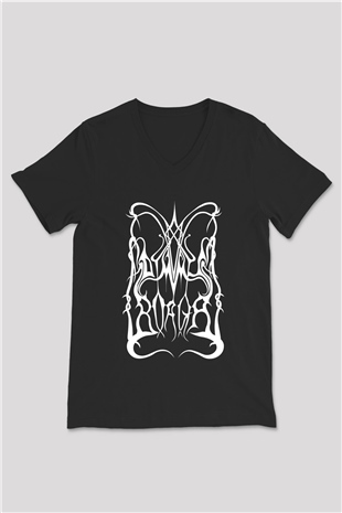 Dimmu Borgir Baskılı Unisex Siyah V Yaka Tişört - Tshirt