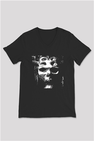 Dimmu Borgir Baskılı Unisex Siyah V Yaka Tişört - Tshirt