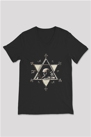 Dimmu Borgir Baskılı Unisex Siyah V Yaka Tişört - Tshirt