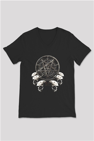 Dimmu Borgir Baskılı Unisex Siyah V Yaka Tişört - Tshirt