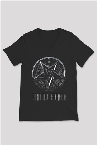 Dimmu Borgir Baskılı Unisex Siyah V Yaka Tişört - Tshirt