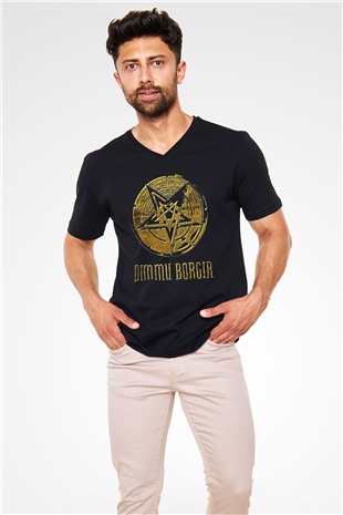 Dimmu Borgir Baskılı Unisex Siyah V Yaka Tişört - Tshirt