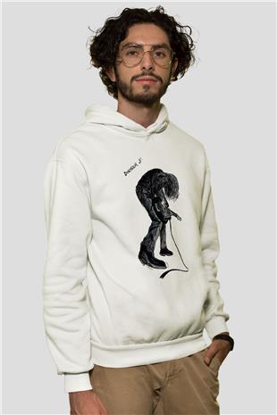 Dinosaur Jr Baskılı Beyaz Unisex Kapüşonlu Sweatshirt