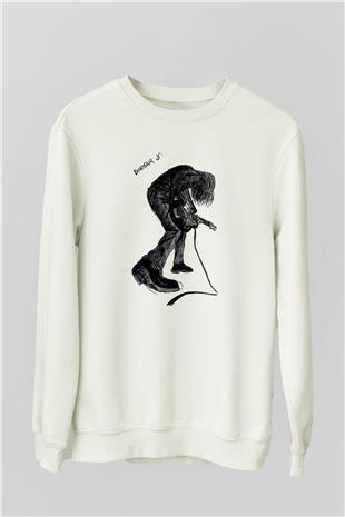 Dinosaur Jr Baskılı Beyaz Unisex Sweatshirt
