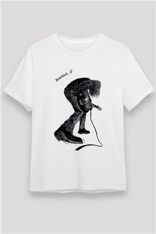 Dinosaur Jr Baskılı Unisex Beyaz Tişört - Tshirt