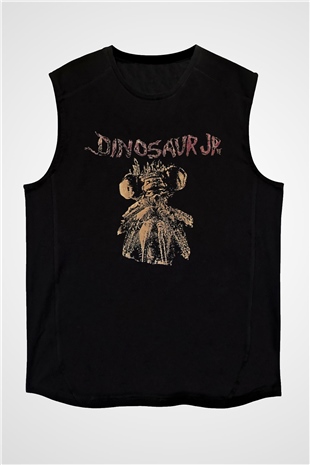 Dinosaur Jr Baskılı Unisex Siyah Kolsuz Tişört - Tshirt