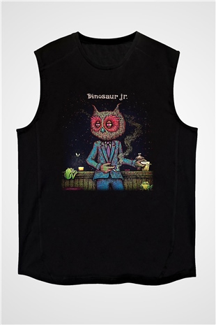 Dinosaur Jr Baskılı Unisex Siyah Kolsuz Tişört - Tshirt