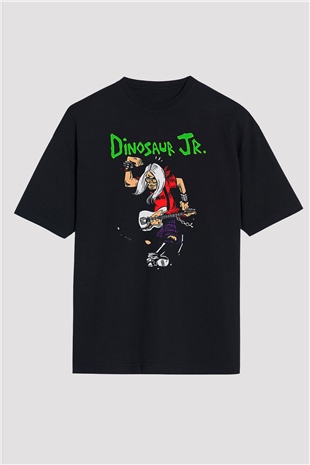 Dinosaur Jr Baskılı Unisex Siyah Oversize Tişört - Tshirt