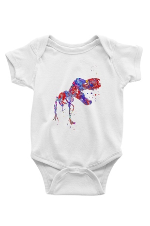 Dinozor Beyaz Bebek Body - Zıbın
