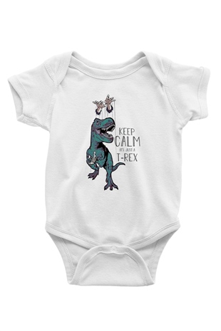 Dinozor Beyaz Bebek Body - Zıbın