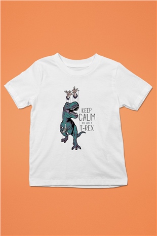 Dinozor Beyaz Unisex Çocuk Tişört