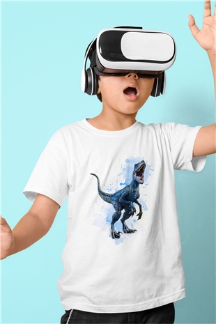Dinozor Beyaz Unisex Çocuk Tişört