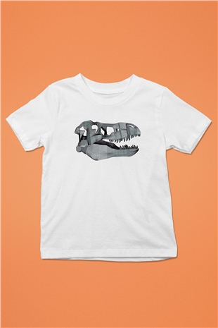 Dinozor Beyaz Unisex Çocuk Tişört