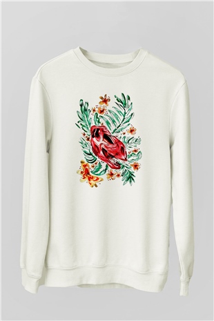 Dinozor Beyaz Unisex Sweatshirt