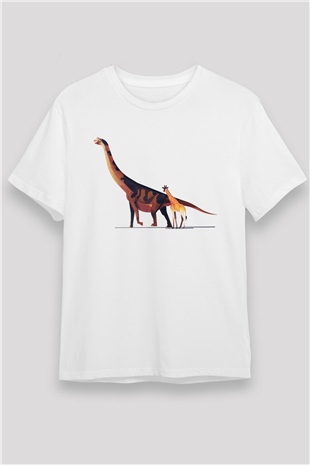 Dinozor Beyaz Unisex Tişört T-Shirt - TişörtFabrikası