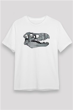 Dinozor Beyaz Unisex Tişört T-Shirt - TişörtFabrikası