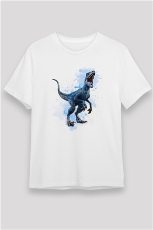Dinozor Beyaz Unisex Tişört T-Shirt - TişörtFabrikası