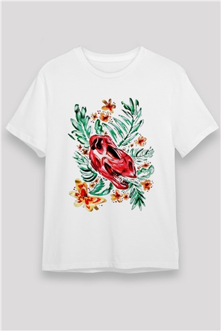 Dinozor Beyaz Unisex Tişört T-Shirt - TişörtFabrikası
