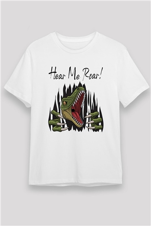 Dinozor Beyaz Unisex Tişört T-Shirt - TişörtFabrikası