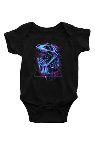 Dinozor Siyah Bebek Body - Zıbın