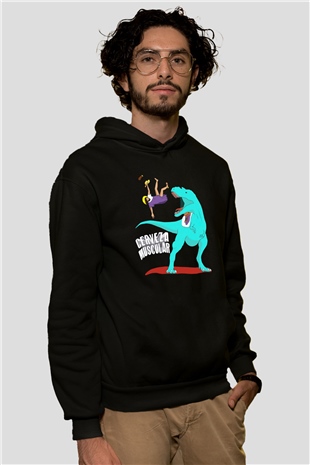 Dinozor Siyah Unisex Hoodie