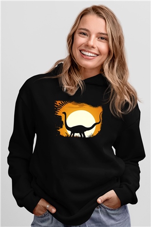 Dinozor Siyah Unisex Hoodie