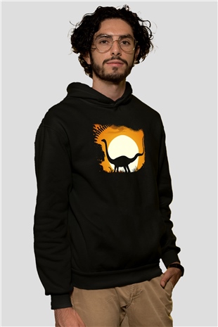 Dinozor Siyah Unisex Hoodie