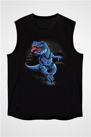 Dinozor Siyah Unisex Kolsuz Tişört