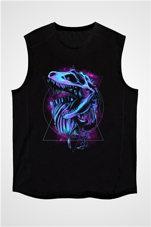 Dinozor Siyah Unisex Kolsuz Tişört