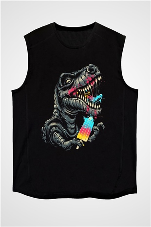 Dinozor Siyah Unisex Kolsuz Tişört