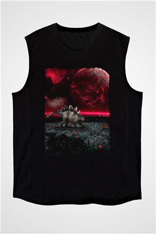 Dinozor Siyah Unisex Kolsuz Tişört
