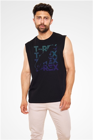 Dinozor Siyah Unisex Kolsuz Tişört