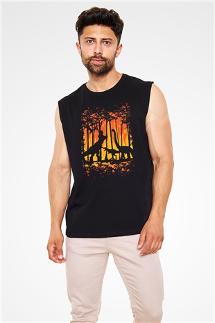 Dinozor Siyah Unisex Kolsuz Tişört