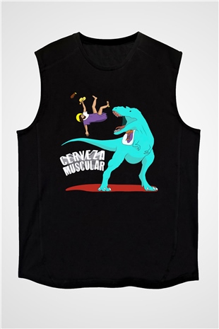 Dinozor Siyah Unisex Kolsuz Tişört