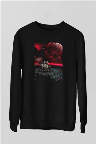 Dinozor Siyah Unisex Sweatshirt