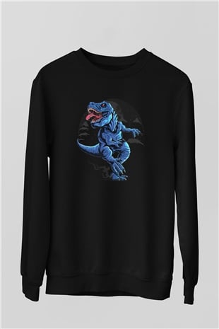 Dinozor Siyah Unisex Sweatshirt