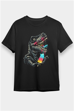 Dinozor Siyah Unisex Tişört T-Shirt - TişörtFabrikası