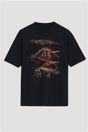 Dinozor Siyah Oversize Tişört Oversize T-shirt - TişörtFabrikası