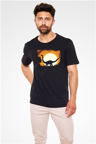 Dinozor Siyah Unisex Tişört T-Shirt - TişörtFabrikası