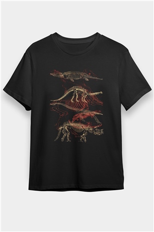 Dinozor Siyah Unisex Tişört T-Shirt - TişörtFabrikası