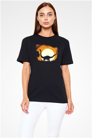 Dinozor Siyah Unisex Tişört T-Shirt - TişörtFabrikası