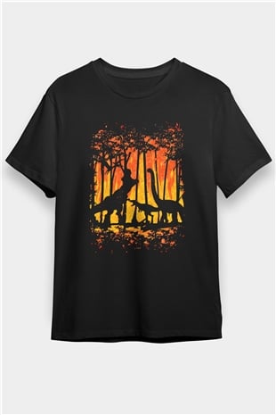 Dinozor Siyah Unisex Tişört T-Shirt - TişörtFabrikası