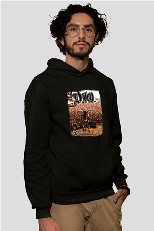 Dio Baskılı Unisex Siyah Hoodie