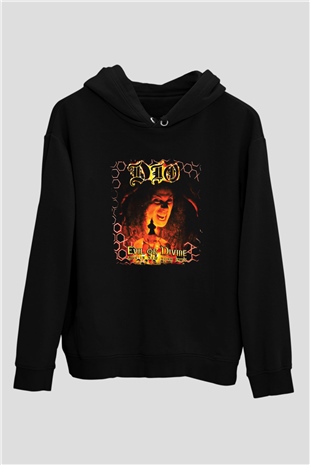 Dio Baskılı Unisex Siyah Hoodie