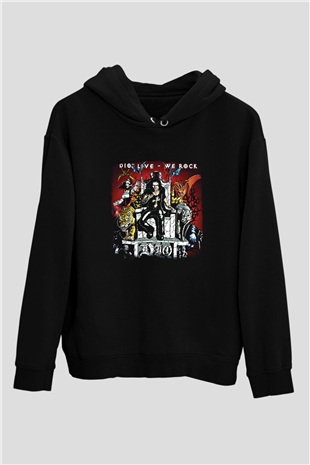 Dio Baskılı Unisex Siyah Hoodie