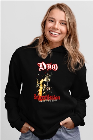 Dio Baskılı Unisex Siyah Hoodie