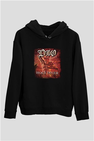 Dio Baskılı Unisex Siyah Hoodie
