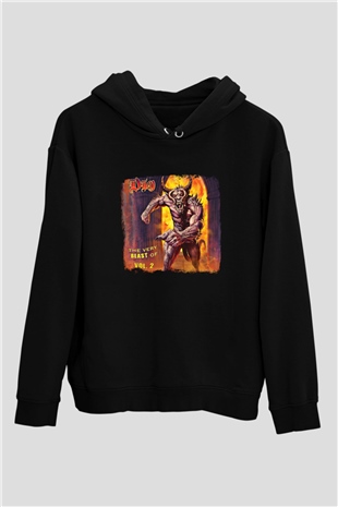 Dio Baskılı Unisex Siyah Hoodie